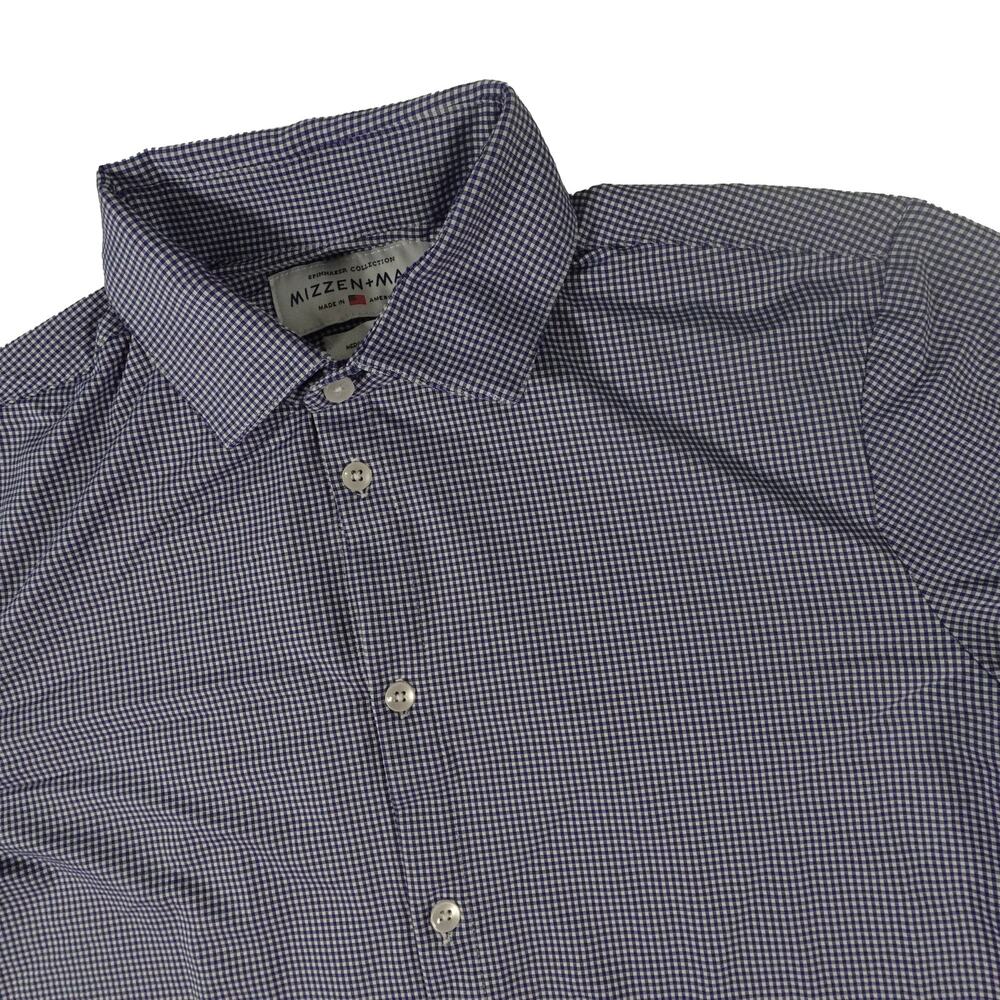 Mizzen+Main Plaid Check Performance Button Up Shirt USA Men's Trim Fit Medium